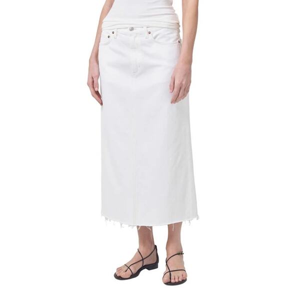 NWT Agolde Della Midi Denim Skirt Milkshake White 27 Minimal Designer - Picture 12 of 12